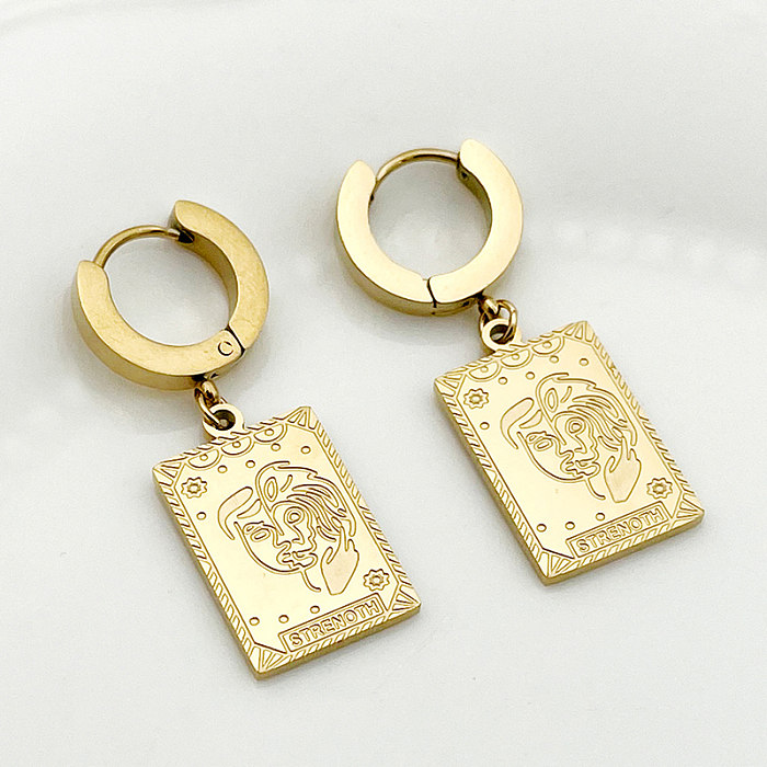 Boucles d'oreilles pendantes en acier inoxydable plaqué or, 1 paire, Style Simple, en forme de cœur, de paume, pour les yeux