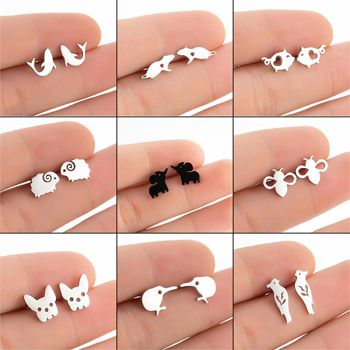 Simple Style Animal Stainless Steel  Ear Studs 1 Pair