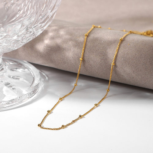 Collier de perles fines en acier inoxydable, imperméable, antirouille, européen et américain, ornement minimaliste à la mode pour femmes