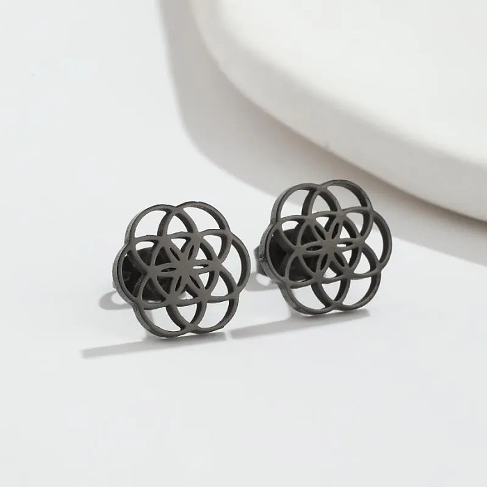 1 Pair Simple Style Flower Stainless Steel  Hollow Out Ear Studs