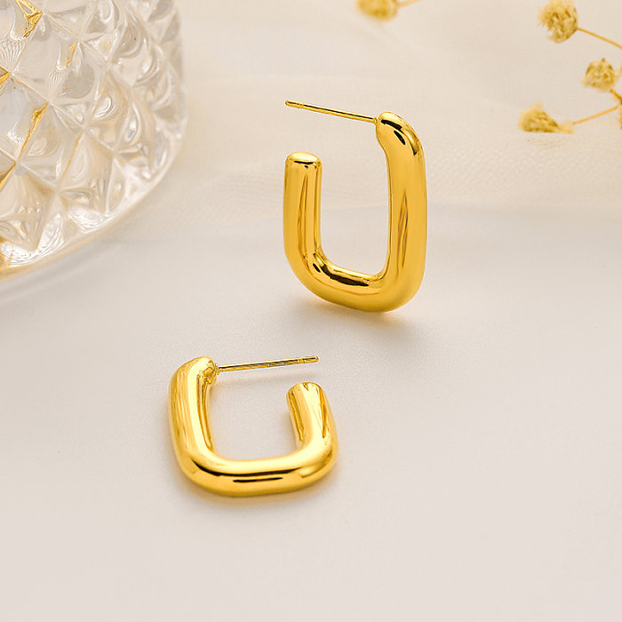 1 Pair Simple Style Streetwear Geometric Plating Stainless Steel  Stainless Steel Gold Plated Ear Studs