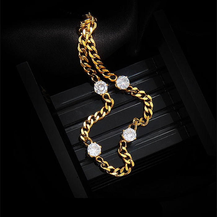 Fashion Geometric Titanium Steel Inlay Zircon Bracelets 1 Piece
