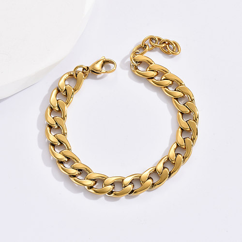Pulseiras geométricas de aço inoxidável estilo simples corrente banhadas a ouro pulseiras de aço inoxidável 1 peça