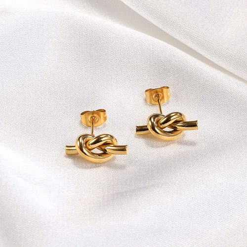 1 Pair Simple Style Knot Stainless Steel Plating Ear Studs