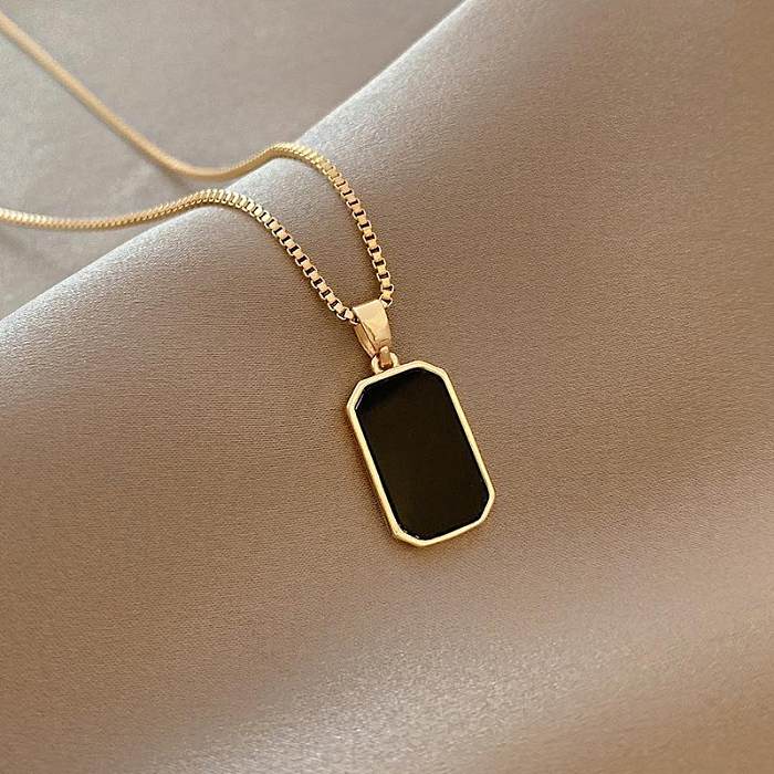 Simple Style Rectangle Stainless Steel Plating 18K Gold Plated Necklace