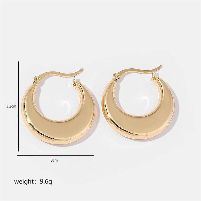 1 Pair Simple Style Solid Color Commute Geometric Semicircle Circle Plating Stainless Steel  18K Gold Plated Earrings