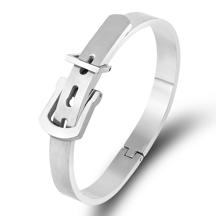 Casual Simple Style Belt Buckle Stainless Steel Plating Bangle