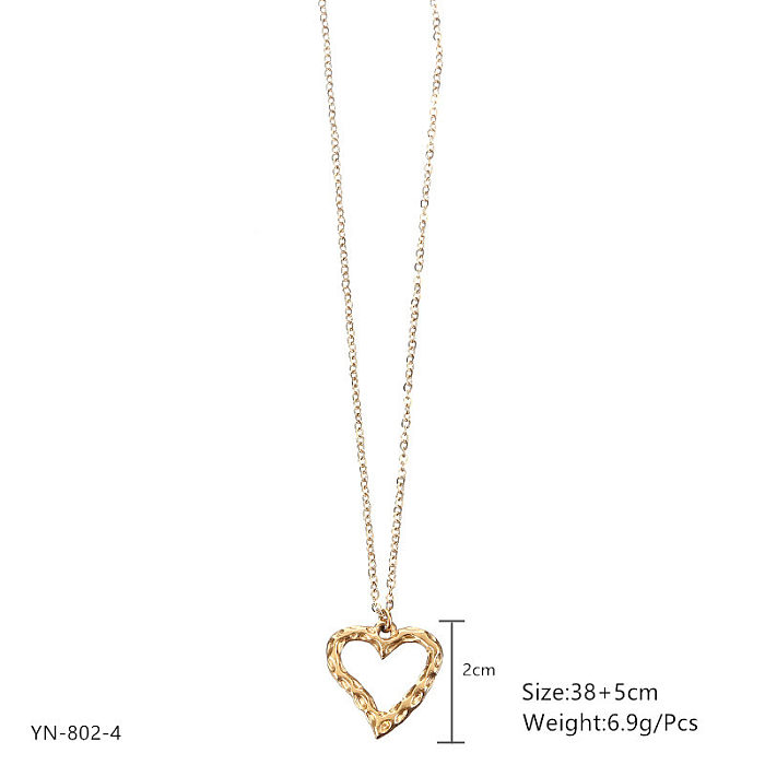 Streetwear Moon Heart Shape Lock Stainless Steel  Plating Pendant Necklace