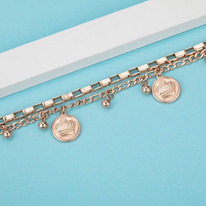 Bracelets plaqués or rose en acier inoxydable avec couronne de style classique et simple en vrac