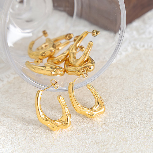 1 Pair Commute Solid Color Plating Stainless Steel 18K Gold Plated Ear Studs