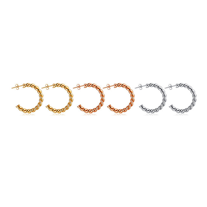 1 par de pinos de orelha banhados a ouro 18K estilo simples em forma de C