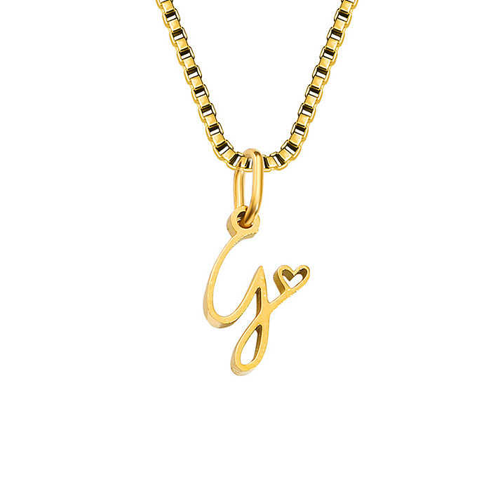 Simple Style Letter Stainless Steel  Plating Gold Plated Pendant Necklace