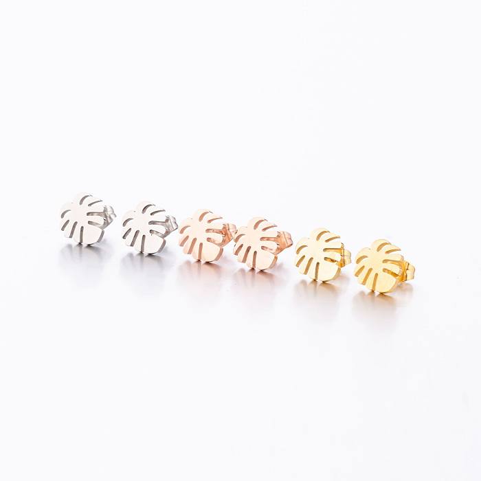 Women'S Simple Style Geometric Snowflake Stainless Steel  No Inlaid Ear Studs Stainless Steel  Earrings