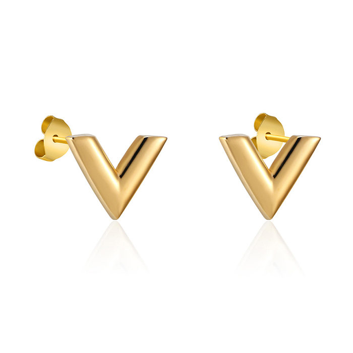 زوج واحد من الأقراط المطلية بالفولاذ المقاوم للصدأ على شكل حرف V بتصميم بسيط