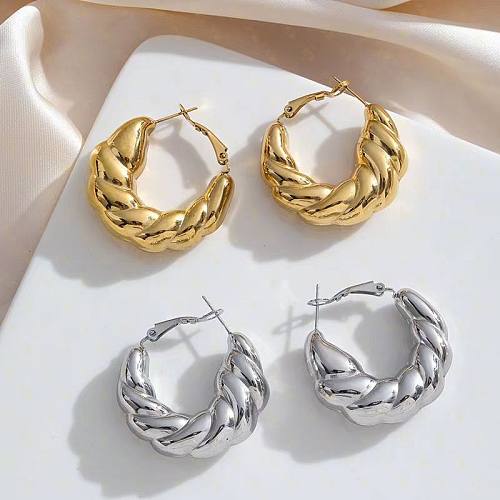 1 Pair Simple Style Solid Color Plating Stainless Steel  18K Gold Plated Earrings