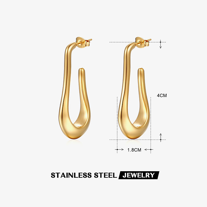 1 Pair Retro U Shape Plating Stainless Steel  Earrings