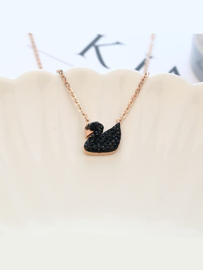 Simple Style Swan Stainless Steel Inlay Zircon Pendant Necklace 1 Piece