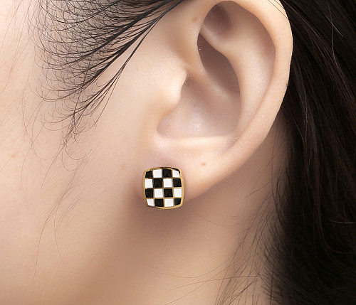 1 Piece IG Style Simple Style Square Plating Stainless Steel Ear Studs