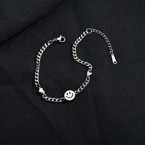 Retro Smiley Face Stainless Steel Bracelets 1 Piece