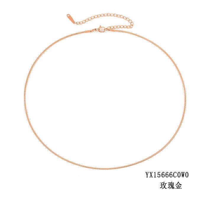 Simple Stainless Steel  Round Snake Chain Snake Bone Necklace Wholesale