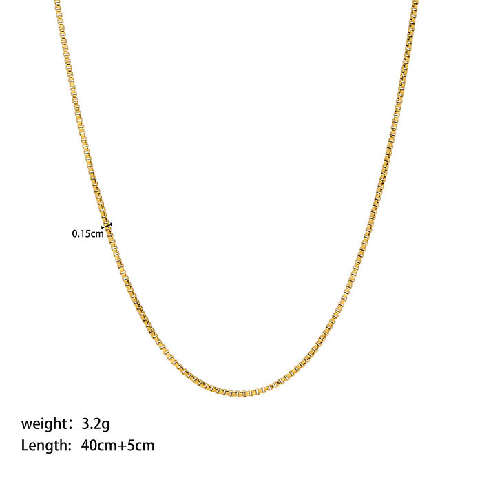 Streetwear-Pullover-Ketten-Halskette aus einfarbigem Edelstahl mit 18 Karat vergoldeter Metallbeschichtung