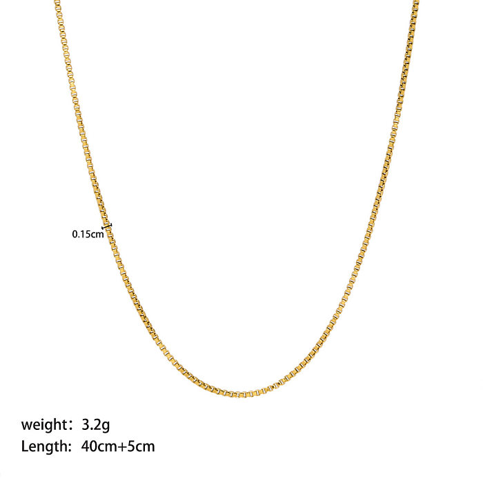 Streetwear Solid Color Stainless Steel  Plating Metal 18K Gold Plated Sweater Chain Necklace