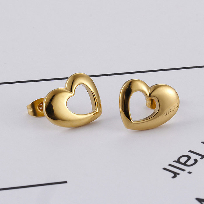 Stainless Steel  Hollow Heart-shaped Fashion Earrings Wholesale jewelry
