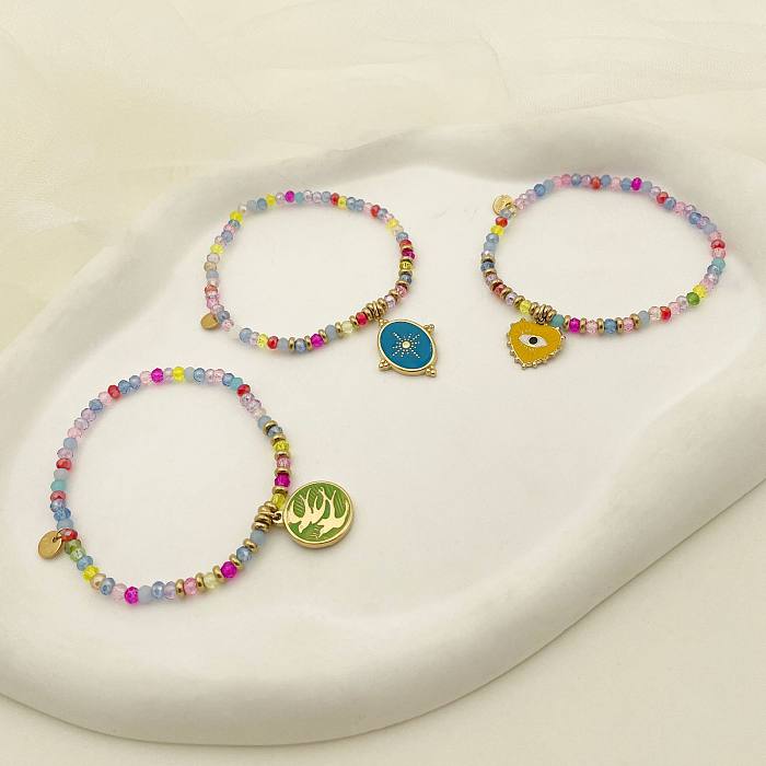 Bracelets de perles rondes en acier inoxydable de style simple