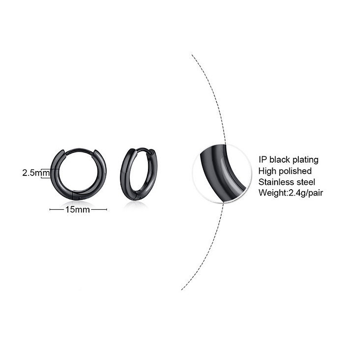 1 Piece Simple Style Circle Stainless Steel  Polishing Plating Earrings