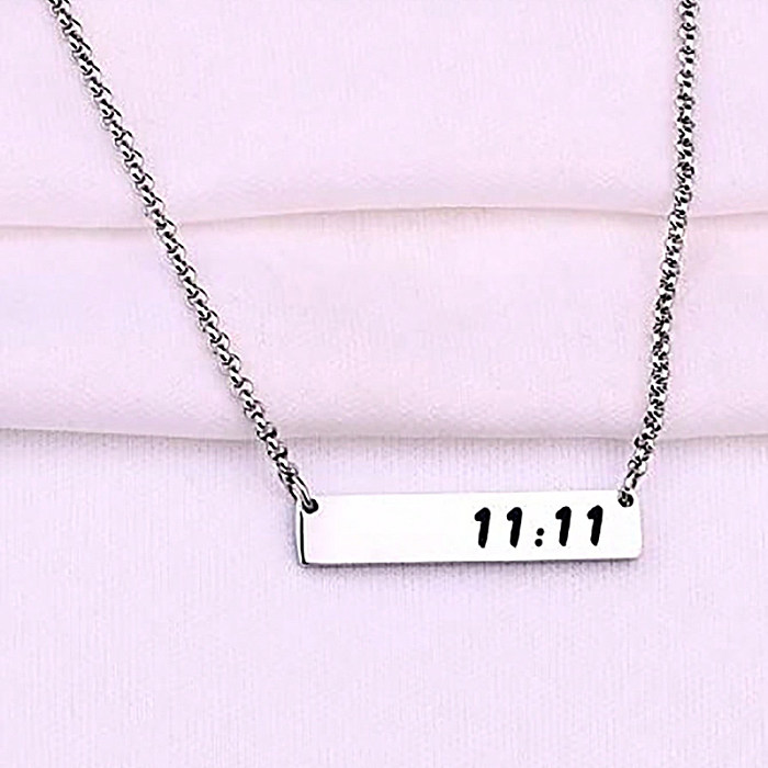 Simple Style Number Stainless Steel  Carving Pendant Necklace