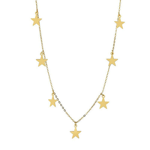 Neue Einfache Glatte Fünfzackigen Stern Halskette Weibliche Geometrische Sterne Edelstahl Pullover Schlüsselbein Kette