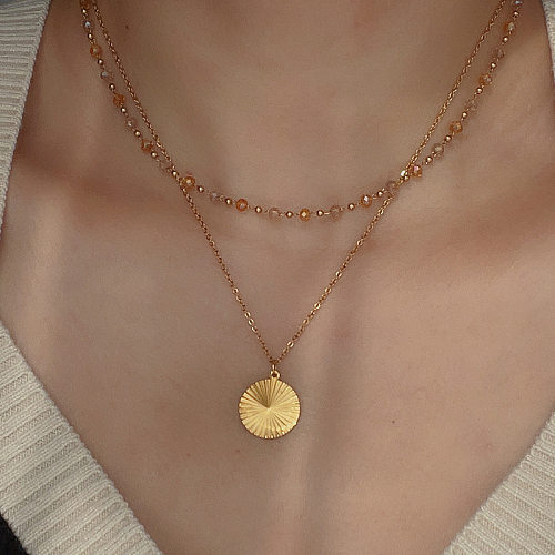 Elegant Lady Geometric Artificial Crystal Stainless Steel Plating Necklace