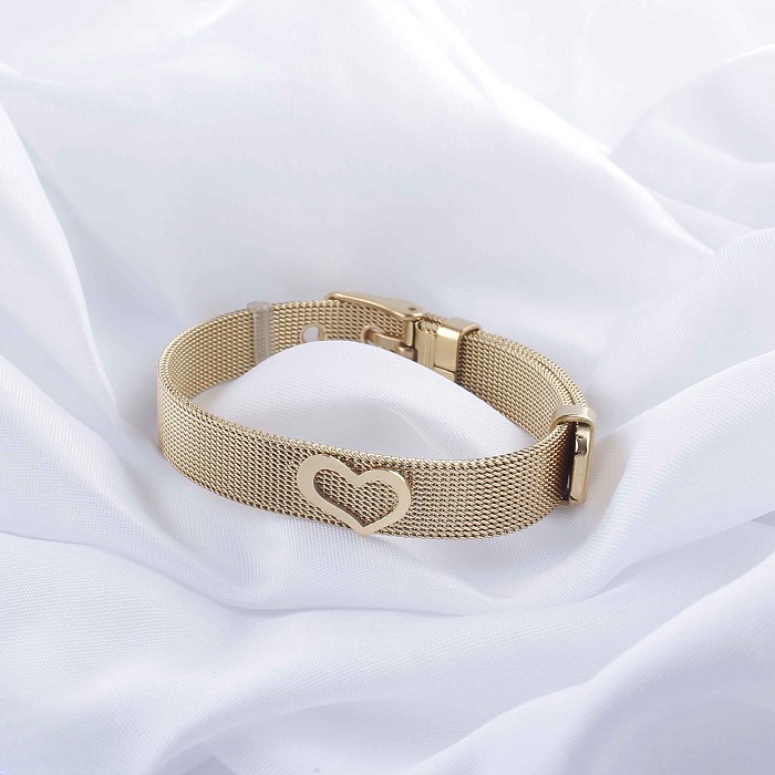 Casual Classic Style Heart Shape Stainless Steel Bangle
