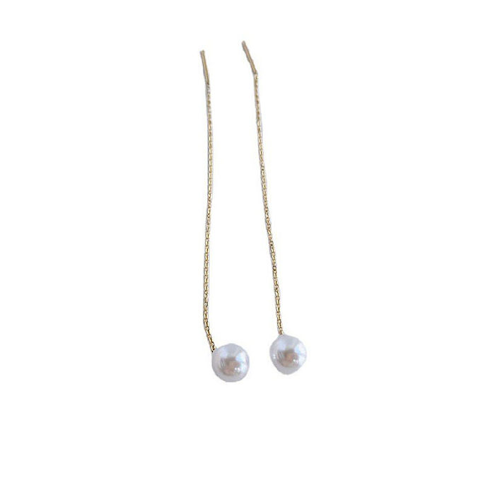Gland de Style Simple, incrustation de placage en acier inoxydable, ligne d'oreille en perles, 1 paire