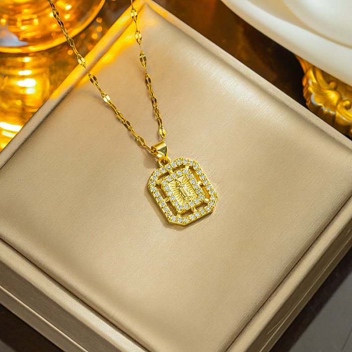 Collier pendentif plaqué or 18 carats avec incrustation de placage en acier inoxydable en forme d'étoile et de cœur de style simple