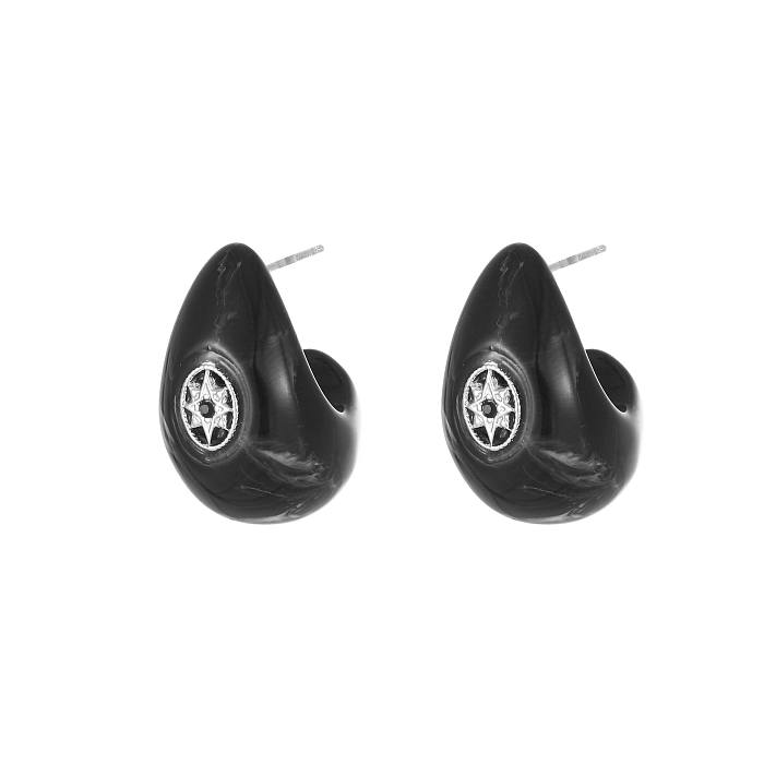 1 Pair Simple Style Flower Inlay Stainless Steel Rhinestones Ear Studs