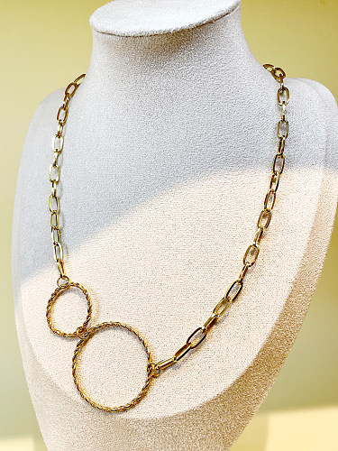 El chapado de acero inoxidable del círculo del estilo simple casual ahueca hacia fuera el collar plateado oro