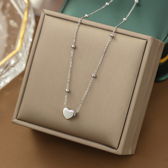 Modern Style Heart Shape Stainless Steel Plating Pendant Necklace