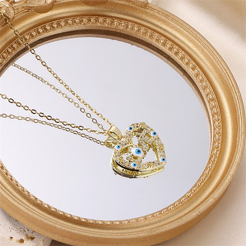 Simple Style Heart Shape Stainless Steel  Stainless Steel Inlay Zircon Pendant Necklace