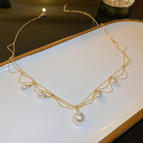 IG Style Schlichter runder Edelstahl-Inlay-Anhänger mit künstlichen Perlen