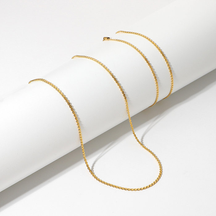 INS estilo moda joyería de cadena en forma de S pulsera plegable plana tobillera collar de acero inoxidable chapado en oro de 18 quilates