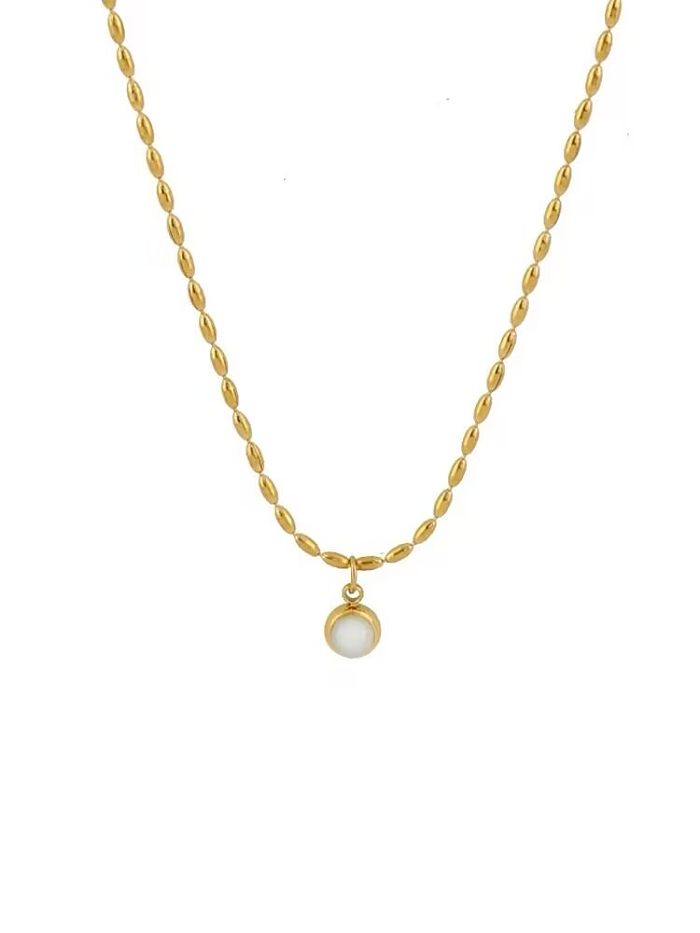 Glam Round Stainless Steel Plating Artificial Pearls Pendant Necklace