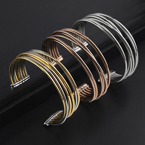 Simple Style Cool Style C Shape Stainless Steel Plating Bangle