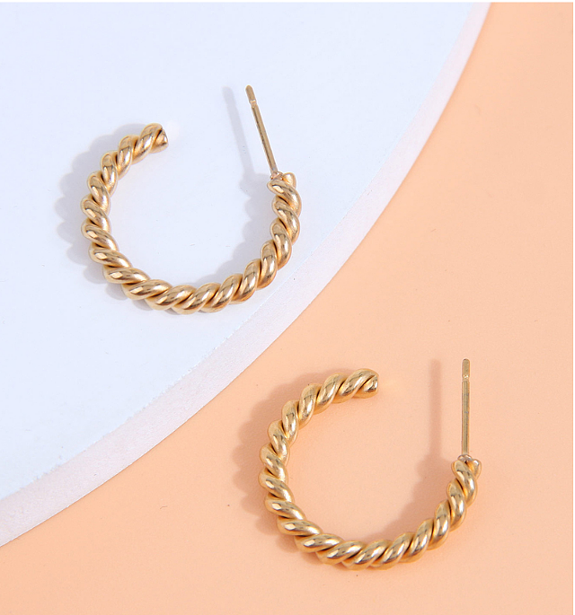 1 Pair Simple Style C Shape Stainless Steel  Ear Studs
