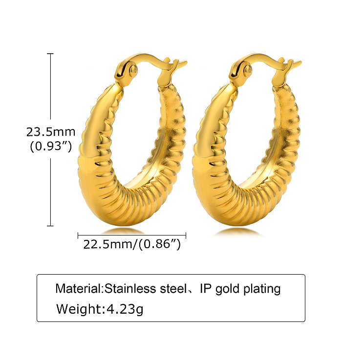1 Paar schlichte, einfarbige Ohrringe aus Edelstahl mit 18-Karat-Vergoldung