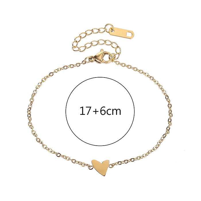 Bracelets plaqués or 18 carats en acier inoxydable et titane en forme de cœur, style simple, vente en gros