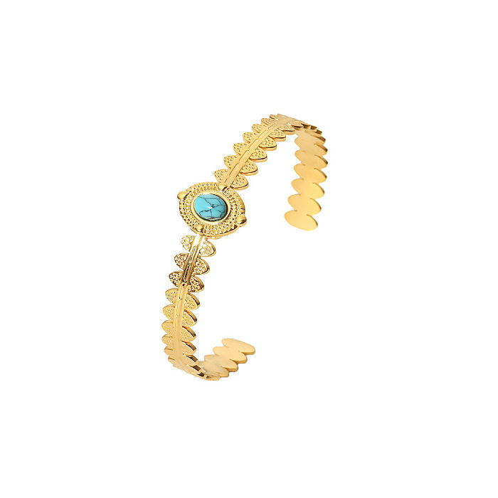 Bracelet en acier inoxydable géométrique à la mode avec placage de bracelets en acier inoxydable turquoise