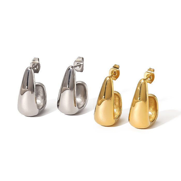 1 Paar Basic Simple Style Pendel-Ohrringe in U-Form, polierter Edelstahl, 18 Karat vergoldet