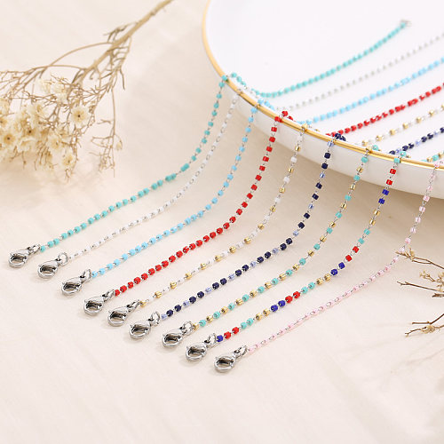 Bracelets ronds élégants en acier inoxydable avec perles plaquées or 18 carats