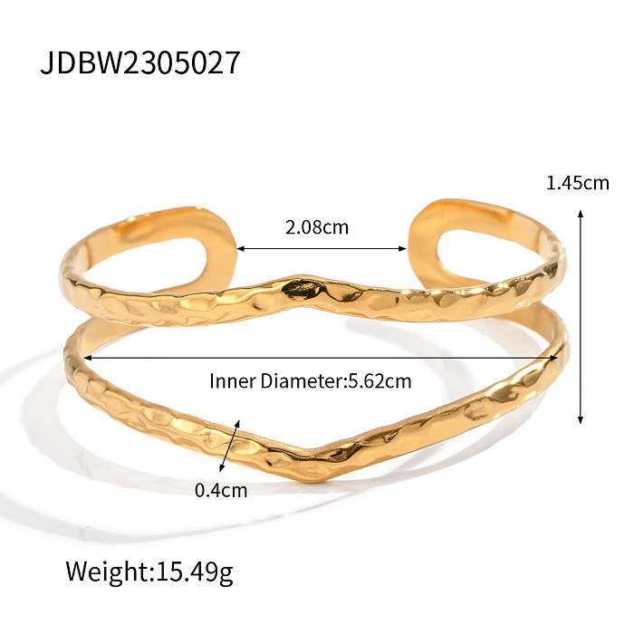 Lady Modern Style Classic Style Solid Color Stainless Steel 18K Gold Plated Bangle In Bulk
